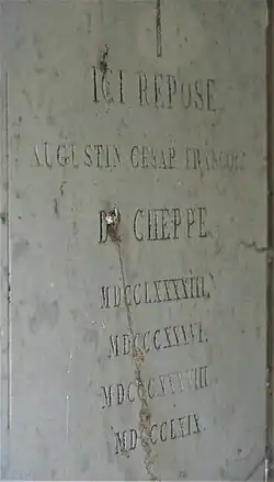 Plaque sépulture d'Augustin César François de Cheppe
