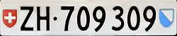 Plaque arrière blanche du canton de Zurich (voiture).