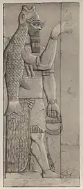 Une image probable d'un Apkallu de Nimrud. Illustration de 1853.