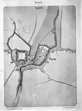 Vue de la taille du château par rapport à la ville sur un plan du XVe&nbsp;siècle par Jacob van Deventer.