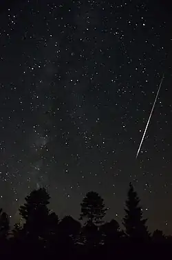 Image montrant une étoile filante (météorite incandescente)