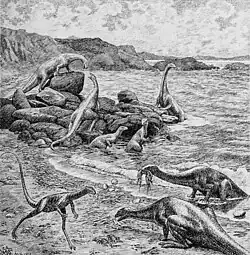 Podokesaurus et autres dinosaures (1913).