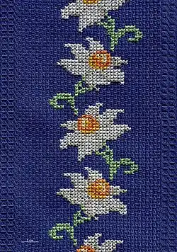 Point de croix sur bande de toile Aïda.