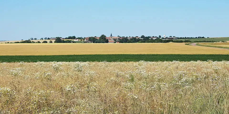 Poiseul-la-Ville, vue depuis la route de Frôlois.