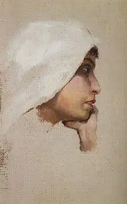 Tête de jeune femme avec un voile blanc (étude, 1880, musée Russe)