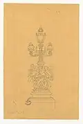 Pont Alexandre-III, croquis d'un candélabre (Archives nationales).