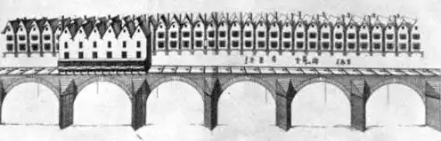 Le pont Notre-Dame en 1576, gravure deJacques Androuet du Cerceau.