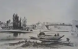 Lithographie représentant le pont de Vichy