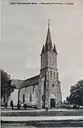 Porcaro : l'église paroissiale au début du XXe&nbsp;siècle (carte postale).