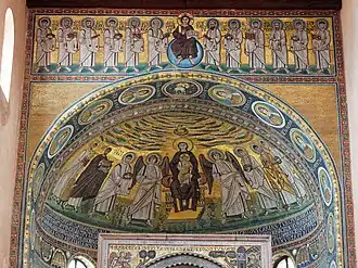 Mosaïques du VIe&nbsp;siècle ornant la voûte de l'abside...