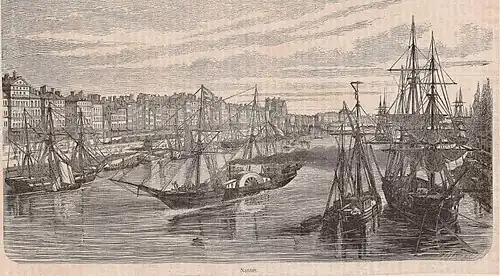 Le port de Nantes en 1850.