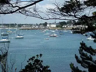 Le port de Larmor-Baden vu depuis l'île de Berder