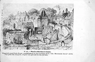 Rempart et porte vers 1840.