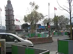 La porte de Versailles pendant les travaux du tramway T3a, le 1er décembre 2005.