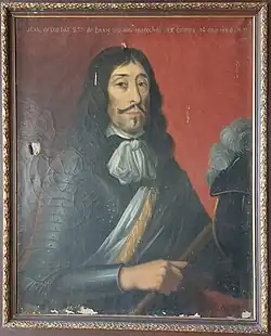 Jean de Lordat (1590-1681) baron de Bram, page d'Henry IV et de Louis XIII, maréchal de camp, gouverneur de la Cité de Carcassonne.