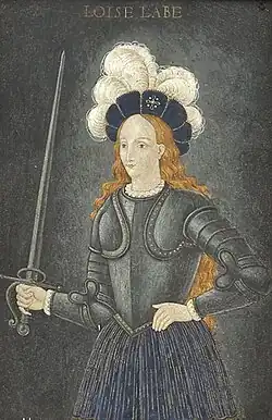 Portrait de Louise Labé en Jeanne d'Arc, attribué à Nicolas Denisot