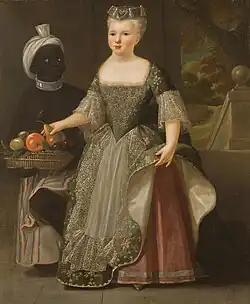 Portrait de Marie-Anne Grellier avec sa Négrillonne, La Rochelle, 1721.