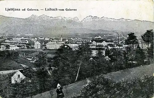 Ljubljana vue de Golovec en 1915