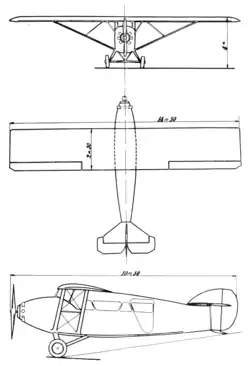 Description de l'image Potez 32 3-view L'Air January 15,1928.png.
