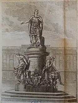 Gravure d'après le Monument à Louis XV à Reims, détruit en 1792.