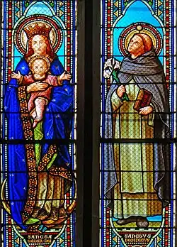 Vitraux représentant la Vierge à l'Enfant et saint Dominique
