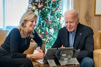 Jill Biden et son époux à Camp David, Noël 2023.