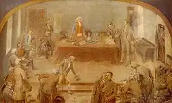 Première junte de gouvernement (1810). Peinture de Nicolás Guzmán Bustamante&nbsp;(es), 1889
