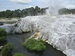 Le geyser de Pōhutu en éruption en 2023