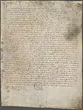 Procès-verbal d'élection consulaire (1294), le plus ancien document des archives publiques de la Ville de Lyon (cote AML : BB 367).