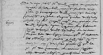 "Boyon", extrait du folio 13 du document G 1219 Évêché de Vence du 01/01/1604 au 31/12/1609 des Archives départementales des Alpes-Maritimes. http://www.basesdocumentaires-cg06.fr/os-html/arca/home.html