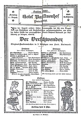 Affiche pour une représentation en Autriche en 1887