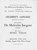 Affiche d'un concert donné par Renée Nizan en 1938 avec l'orchestre symphonique de Melbourne (dirigé par Sir Malcolm Sargent) au Town Hall de Melbourne