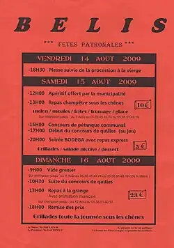 Programme des fêtes patronales 2009.