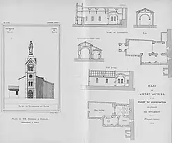 Plans de l'état actuel et du projet de restauration de l'église de Mousson.