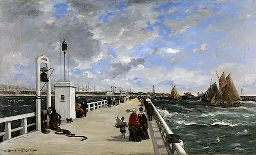 Joseph Alfred Bellet du Poisat, Promeneurs sur la jetée de Trouville-sur-Mer (1877).