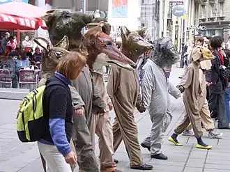 Manifestation contre la chasse à Vienne (Autriche) en 2008.
