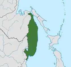 Carte en vert de la zone contrôlée par le Priamour.