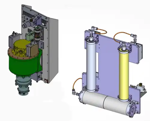 Schéma des spectromètres à rayons gamma et à neutrons.