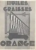 Affiche publicitaire pour les huiles Orange.