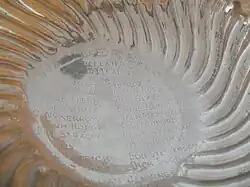 La coupe Stanley détaillant le nom des joueurs champions en mars 1907.