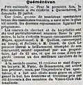 La première célébration de la Fête nationale à Quéménéven le 23 juillet 1905 (journal La Dépêche de Brest et de l'Ouest).