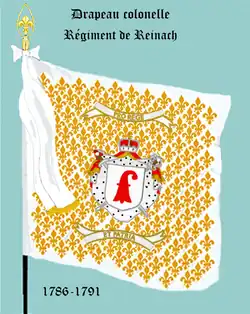 drapeau colonel du régiment de Reinach de 1786 à 1791
