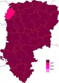 Résultats électoraux du Front populaire au premier tour par canton.