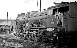Manœuvre d'une locomotive à proximité du dépôt de Salamanque, en 1970.