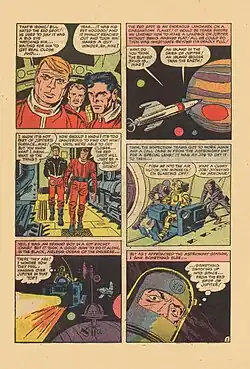 page de bande dessinée en couleur représentant des astronautes