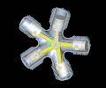 Schéma du fonctionnement d'un moteur radial fixe à 5 cylindres.