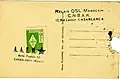 Verso d'une carte QSL de CN8AB avec un timbre de l'AAEM, Maroc (1951).
