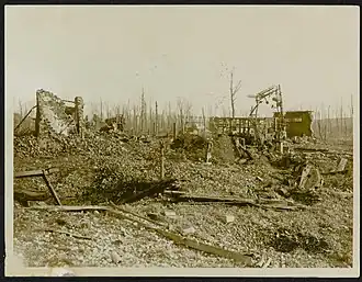La gare en ruines, lors de la Première Guerre mondiale.