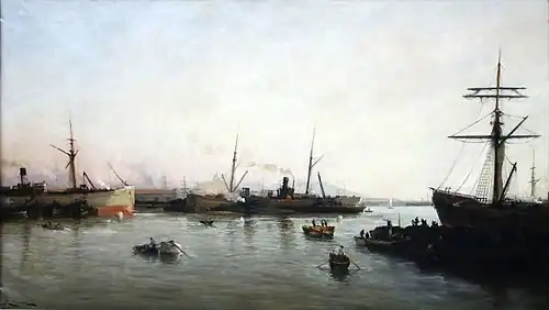 Navires charbonniers dans le bassin national (1890), Marseille, musée de la Marine.