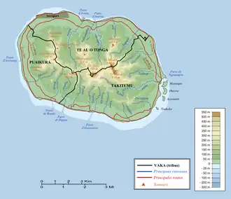 Carte de Rarotonga, où se trouve la capitale Avarua